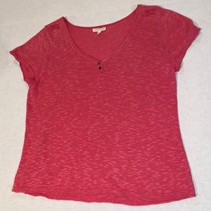Eileen Fisher Women’s Coral Short Sleeve V Neck Shirt Size PM